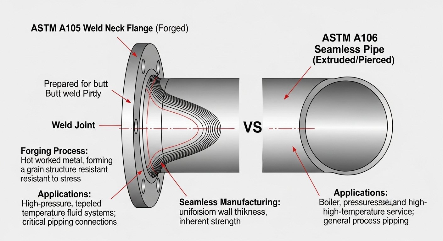 Carbon Steel A105 vs A106 Flanges: A Technical Guide 2 Carbon Steel A105 vs A106 Flanges